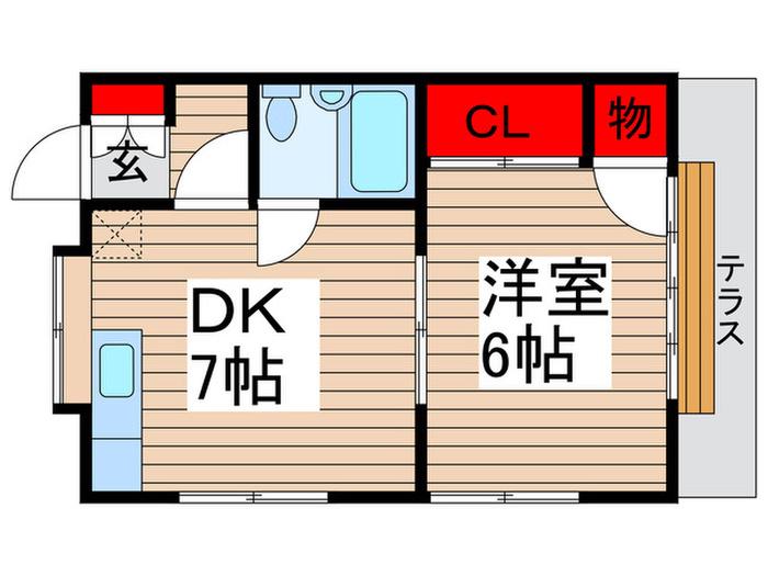 フジコーポ(1DK/1階)の間取り写真