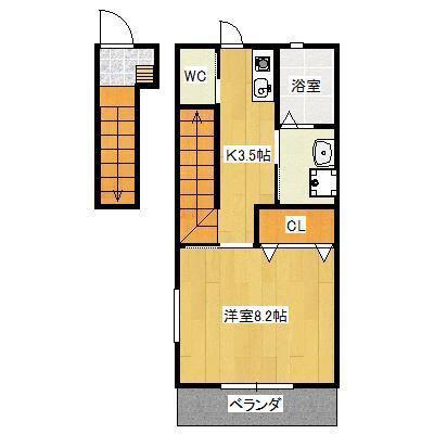 ESLEAD HOUSEN(1K/2階)の間取り写真