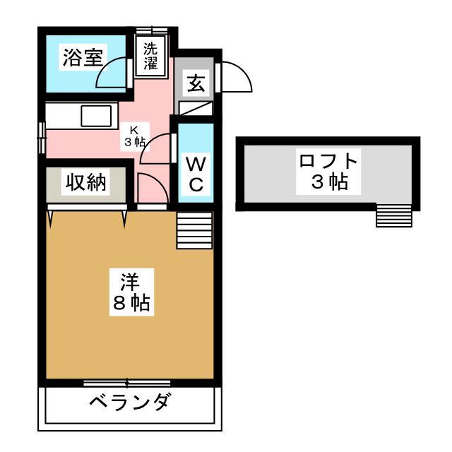 NEW-T・ヴィラ(1K/1階)の間取り写真