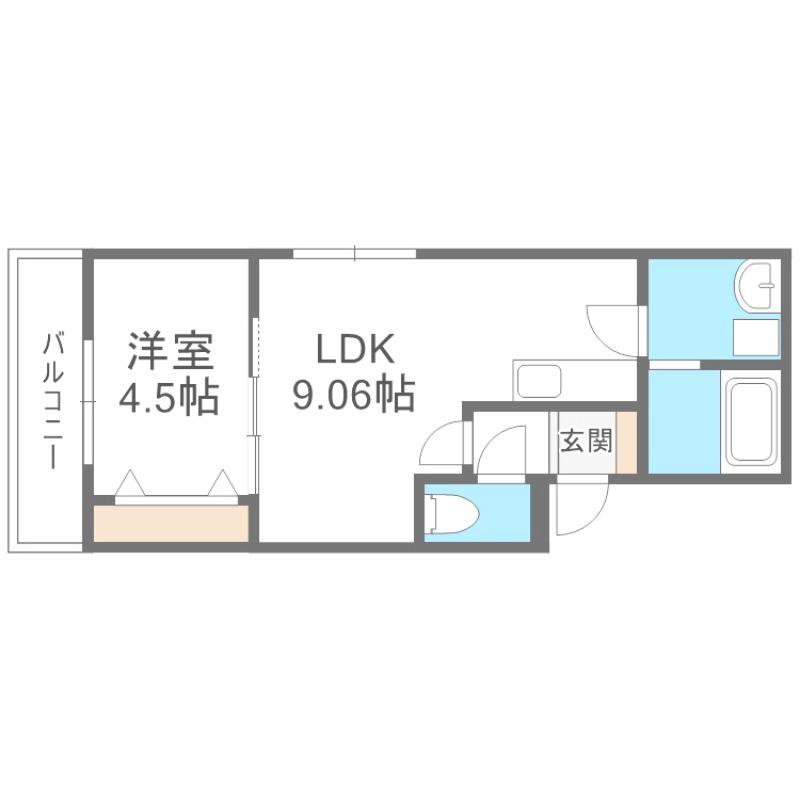 エフビル14(1LDK/3階)の間取り写真