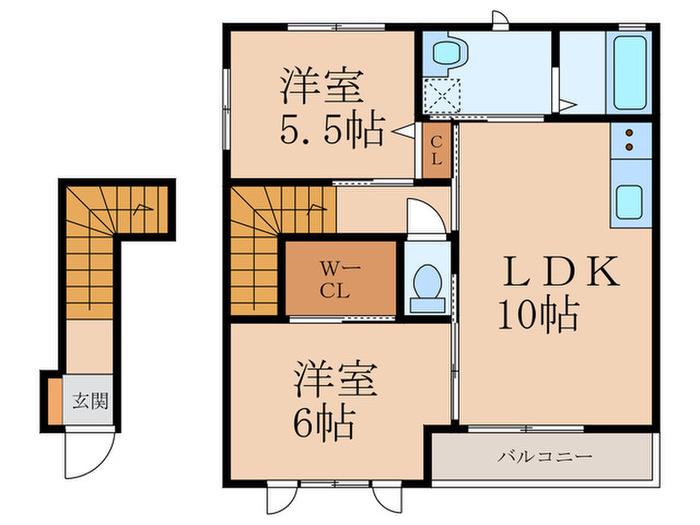 シャーメゾンKAWAE III(2LDK/2階)の間取り写真