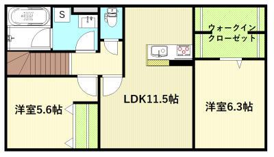 COLO・RITURAU(2LDK/2階)の間取り写真