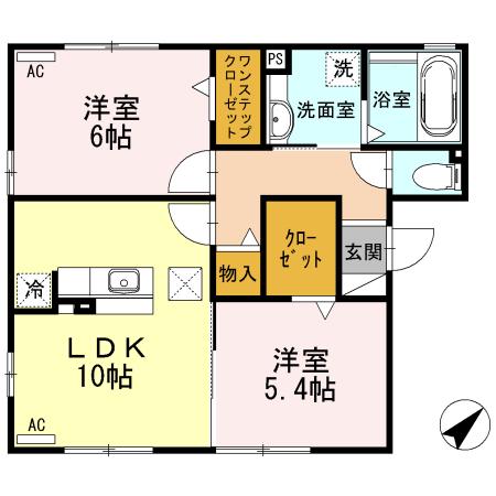 コンフォート(2LDK/3階)の間取り写真