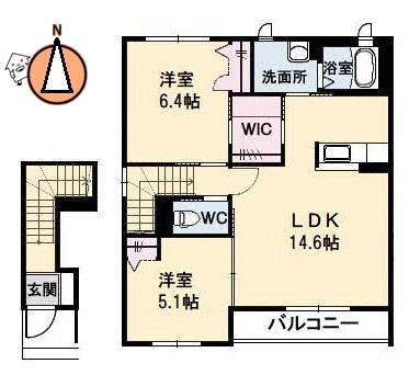 コートクレールII番館(2LDK/2階)の間取り写真