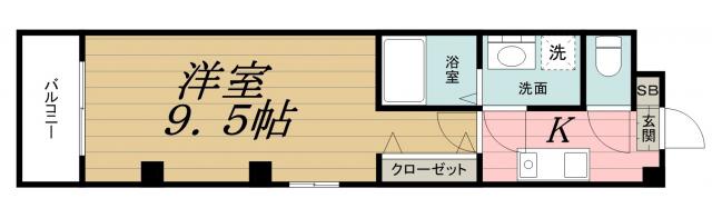 グランキャッスル(1K/1階)の間取り写真