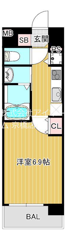 LIVE CASA 城東野江(1K/6階)の間取り写真