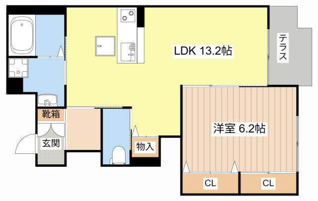 メイプル(1LDK/1階)の間取り写真