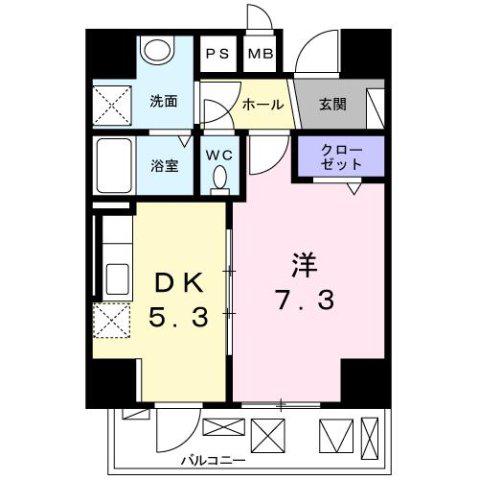 ゼンショウ天神(1DK/8階)の間取り写真