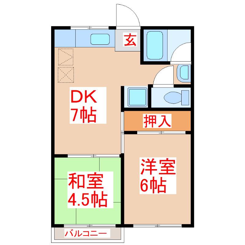 シンプルハウスせばる(2DK/2階)の間取り写真
