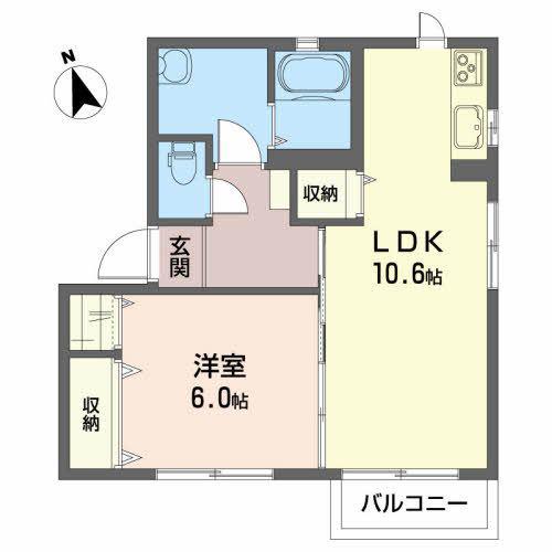 グランポルテA(1LDK/1階)の間取り写真