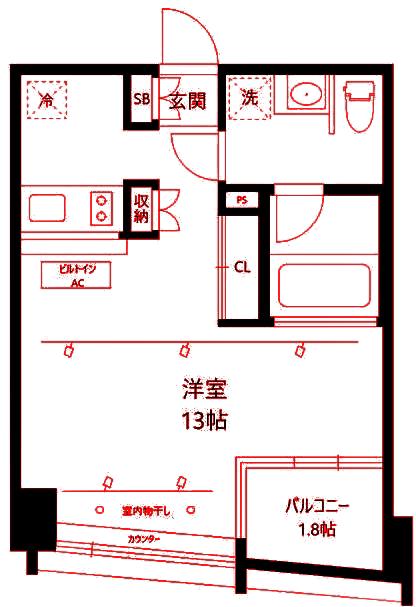 ディーパサージュ(ワンルーム/3階)の間取り写真