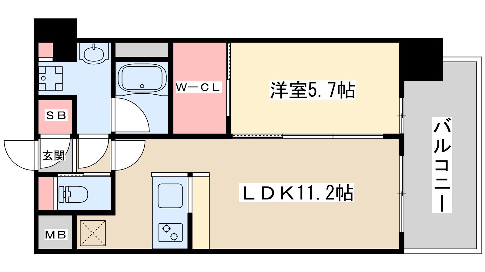 グランカーサ新大阪サウス(1LDK/8階)の間取り写真