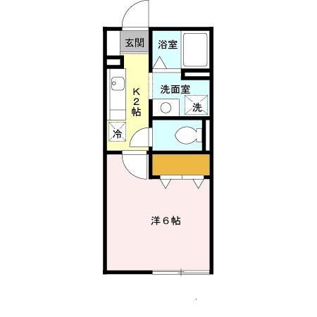 ルミエール中向陽(1K/1階)の間取り写真
