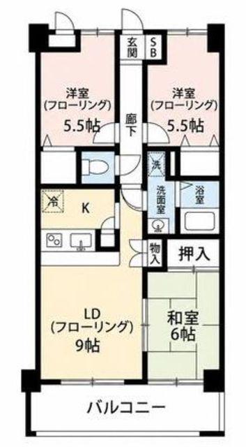 ヴィルヌーブ(3LDK/2階)の間取り写真