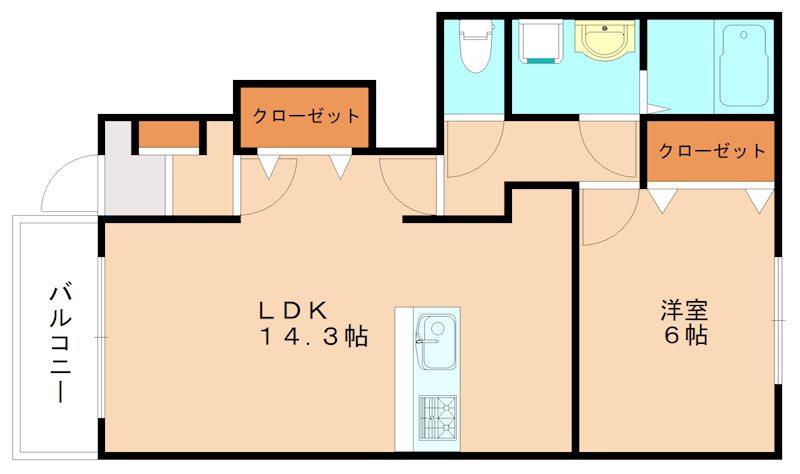 イマージュ M B(1LDK/1階)の間取り写真