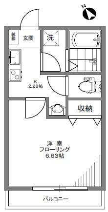 マピエス馬込(1K/2階)の間取り写真
