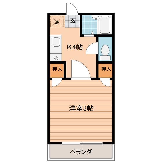 エスポワール中野(1K/2階)の間取り写真