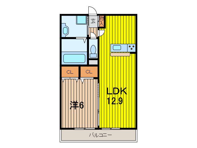 ロイヤルローズ(1LDK/3階)の間取り写真