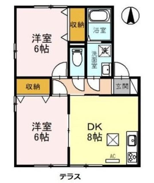 シェルアジュール(2DK/1階)の間取り写真
