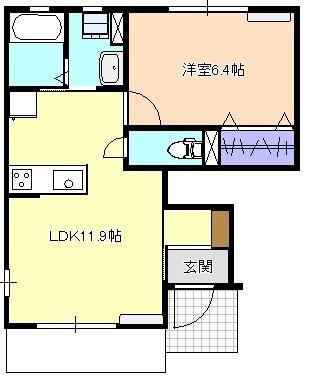 サンパル(1LDK/1階)の間取り写真