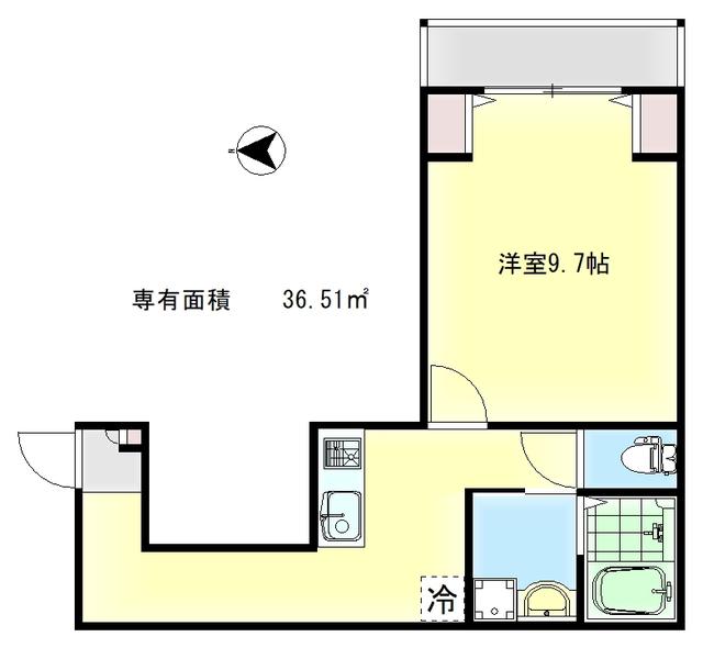 LARGO仁王門(1K/1階)の間取り写真