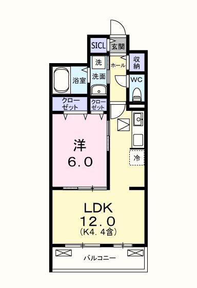 キー ウエスト(1LDK/1階)の間取り写真