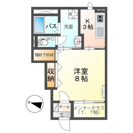 秋葉区中野アパート(1K/1階)の間取り写真