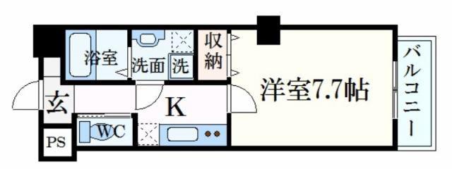レジデンスM姫路(1K/2階)の間取り写真