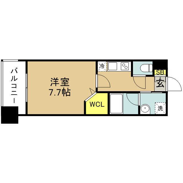 エンクレスト天神シティ(1K/9階)の間取り写真