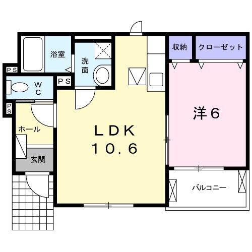 サニースクエア I(1LDK/1階)の間取り写真