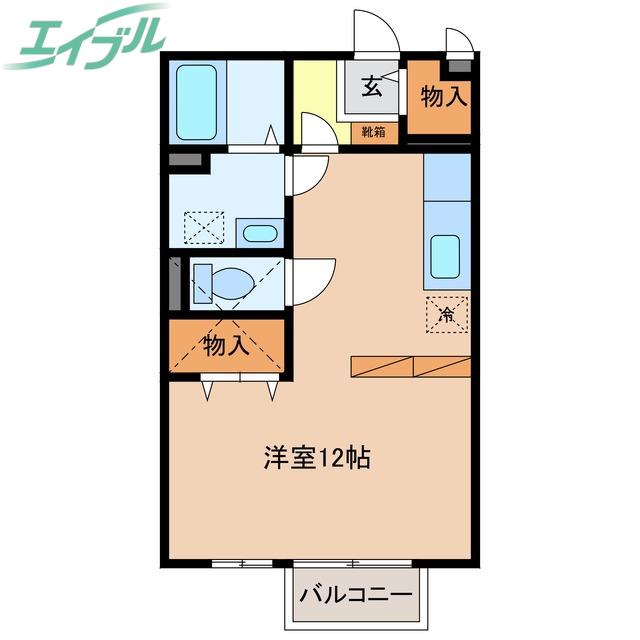 クレーネ(ワンルーム/2階)の間取り写真