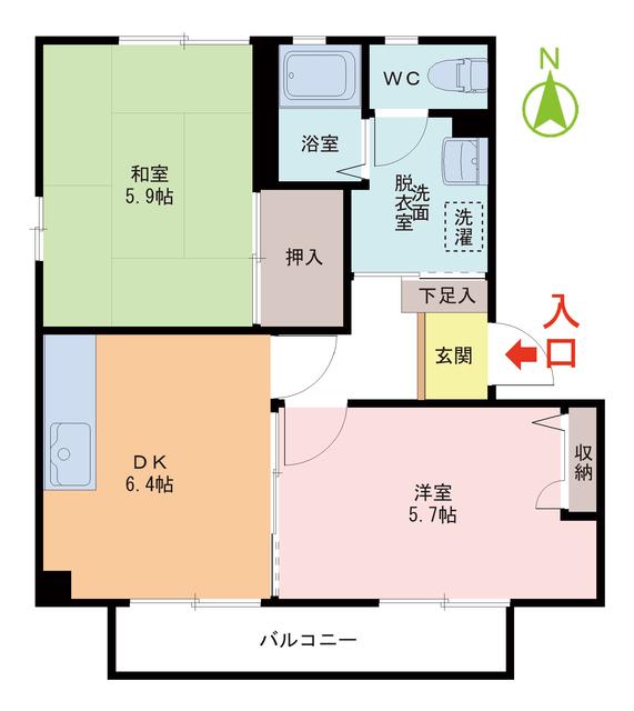 LANEIGEII(2DK/1階)の間取り写真