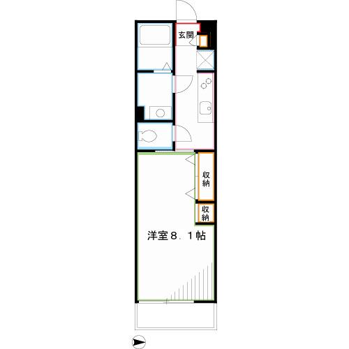 リブリ・H2OII(1K/1階)の間取り写真