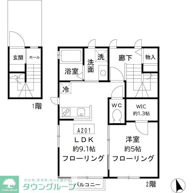フラッツ・リバーサイド(1LDK/2階)の間取り写真