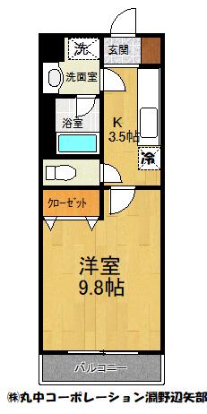 ブリジット(1K/1階)の間取り写真