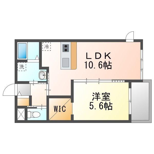 ユニヴァリィスカイ アサヒテラス(1LDK/3階)の間取り写真