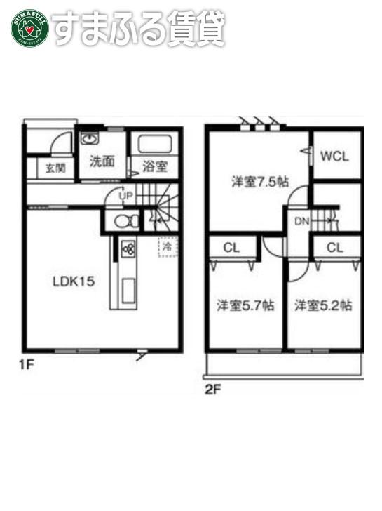 RAINBOW HILLS B(3LDK/2階)の間取り写真