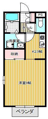 ベルコリーヌ(1K/2階)の間取り写真