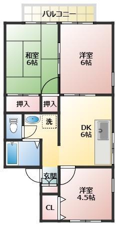 セジュ―ル・ベル(3DK/2階)の間取り写真