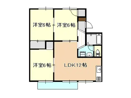 ソリティア B(3LDK/2階)の間取り写真