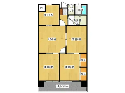 松原ニューハイツ(3LDK/3階)の間取り写真