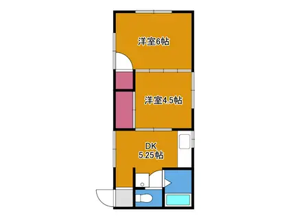 ハイツ・ココット(2DK/2階)の間取り写真