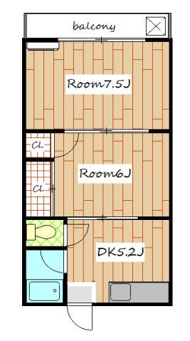 シルクハイツ(2DK/2階)の間取り写真