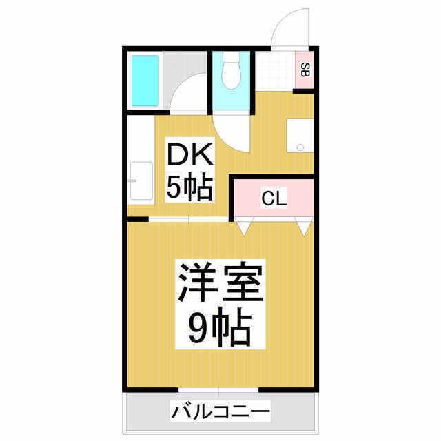 コーポ高山(1DK/2階)の間取り写真