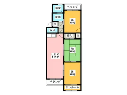 大谷ヒルズC(3LDK/4階)の間取り写真