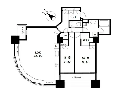 東京ツインパークスレフトウィング(2SDK/29階)の間取り写真