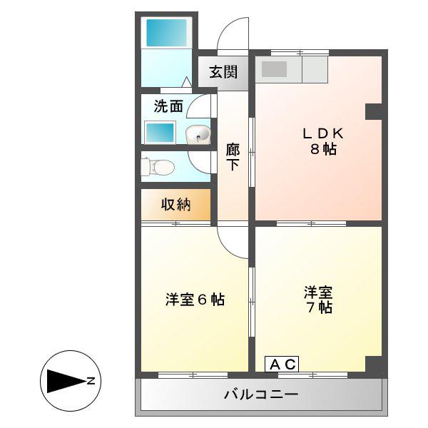 ロイヤルハイムK(2LDK/4階)の間取り写真
