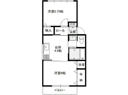 カンダビル(2DK/3階)の間取り写真