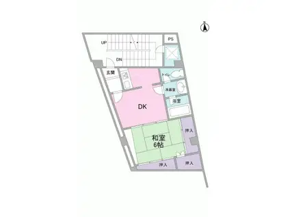 木口ビル(1DK/3階)の間取り写真