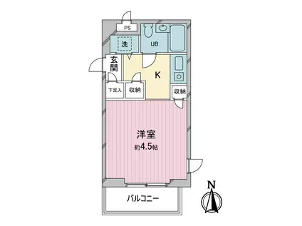 ワコーレ花小金井(1K/5階)の間取り写真